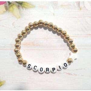 Scorpio Zodiac Gold Beaded Stretch Bracelet Astrology Jewelry